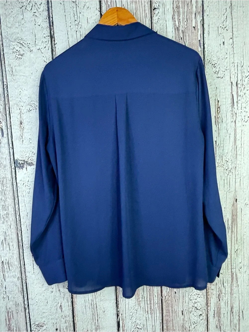 Express Portofino Shirt Size Large Navy Blue Button Down Roll Tab Sleeves Blouse